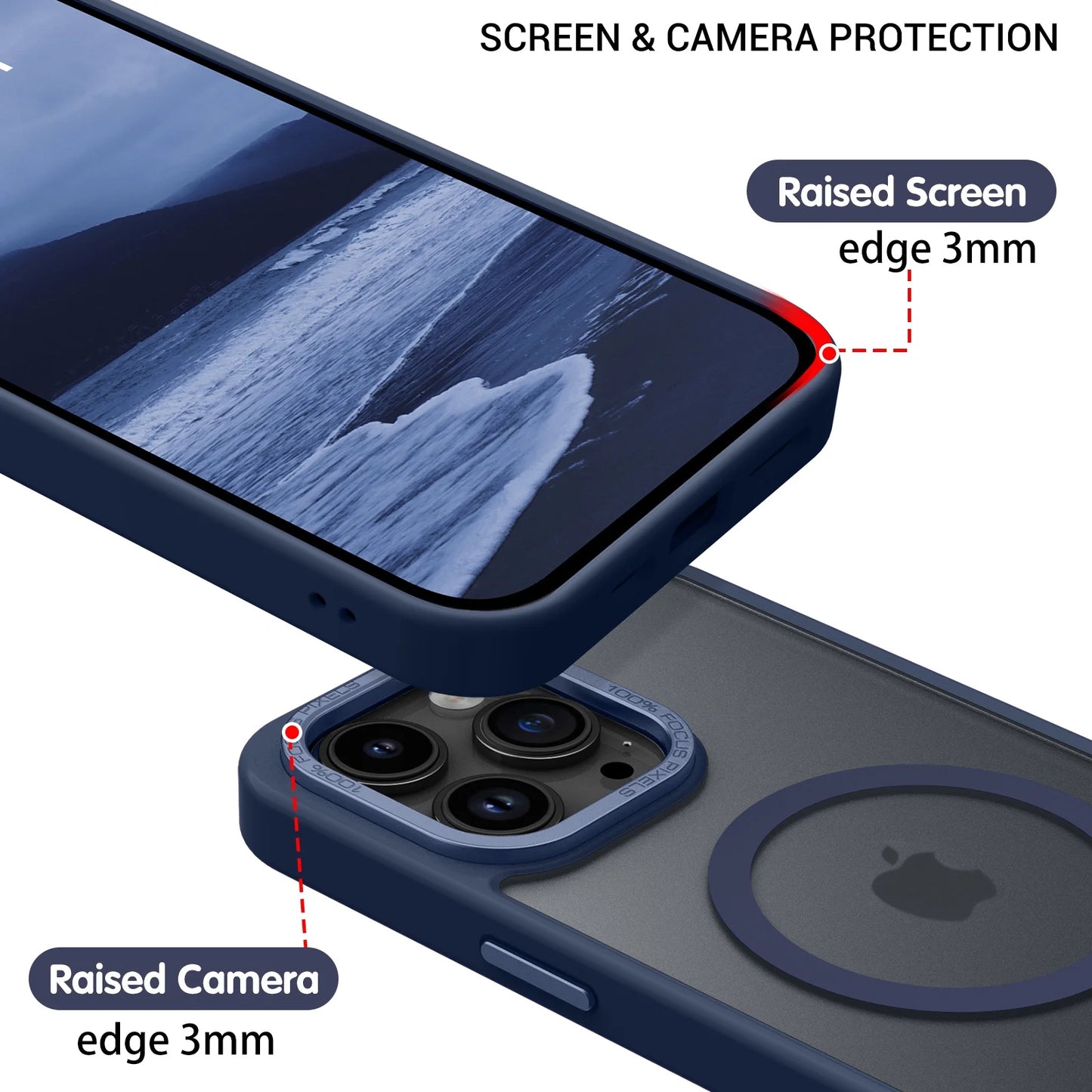 Iphone 13 Pro Max Case Compatible with Mag-Safe 6.7" Tpu Magnetic Car Mount Support Dark Blue