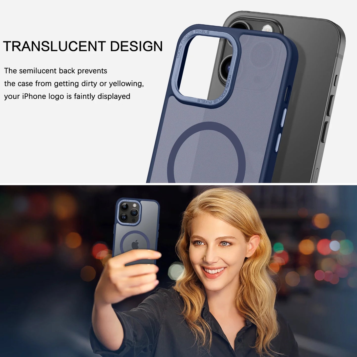 Iphone 13 Pro Max Case Compatible with Mag-Safe 6.7" Tpu Magnetic Car Mount Support Dark Blue