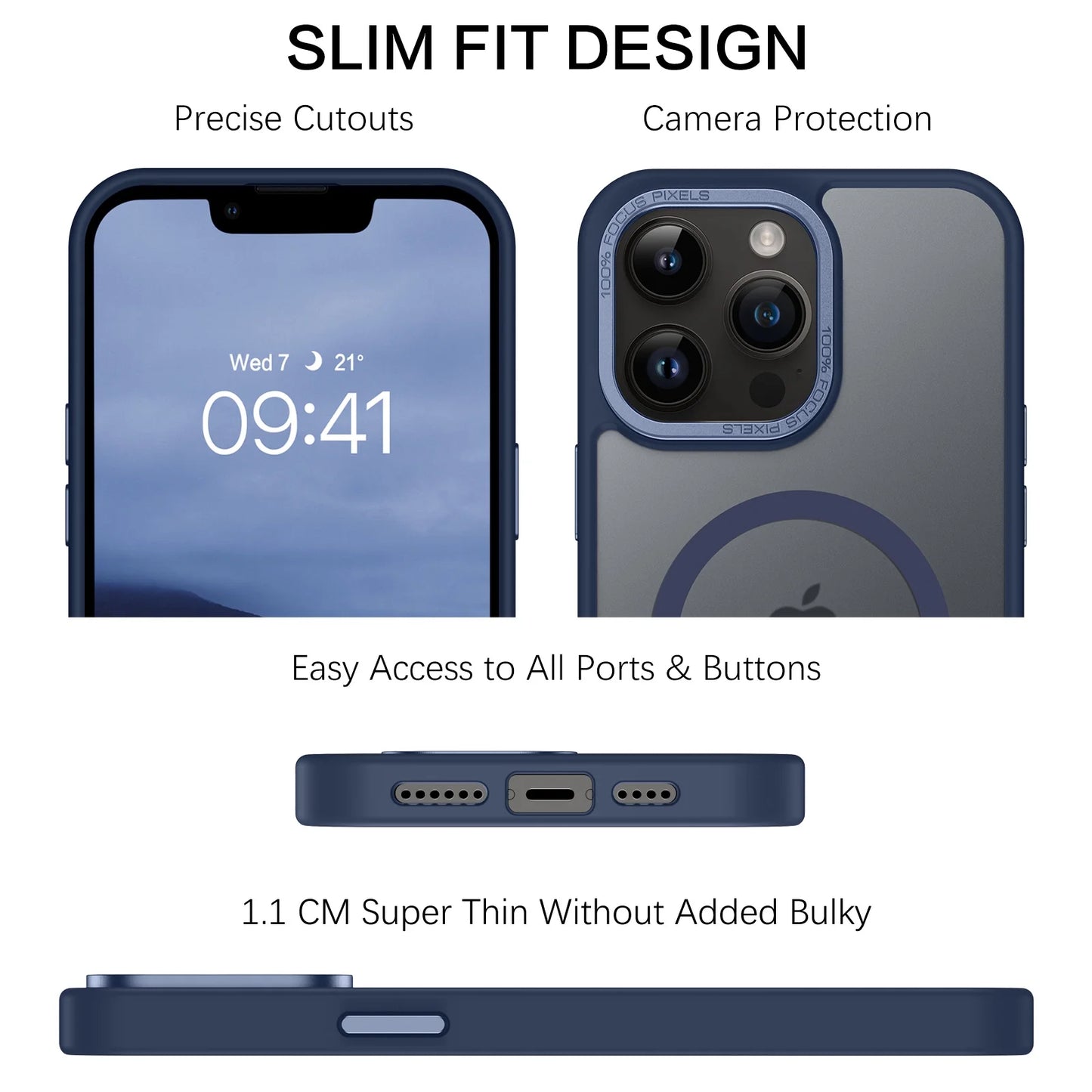 Iphone 13 Pro Max Case Compatible with Mag-Safe 6.7" Tpu Magnetic Car Mount Support Dark Blue