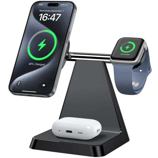 3 in 1 Magnetic Wireless Charger Stand for Mag Safe Iphone